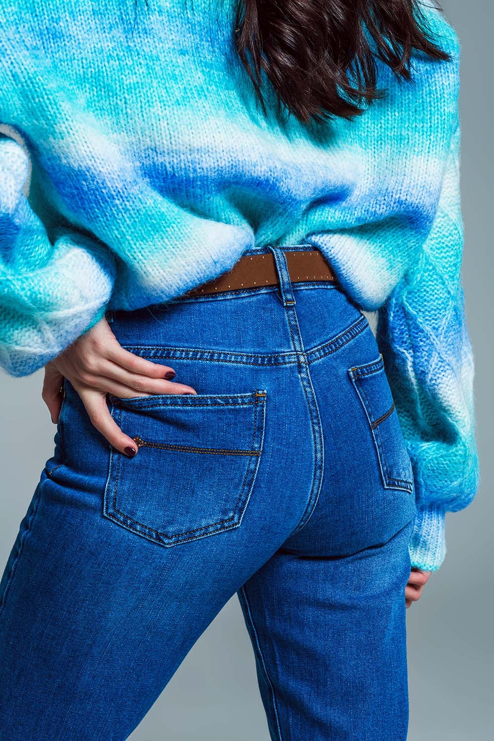Jeans basic a gamba Skinny in denim elasticizzato con lavaggio medio