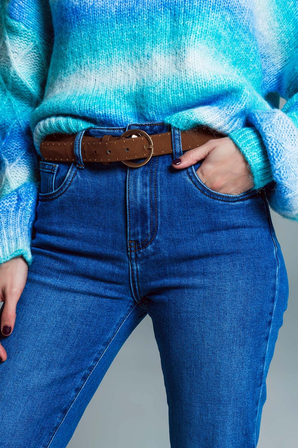 Jeans basic a gamba Skinny in denim elasticizzato con lavaggio medio