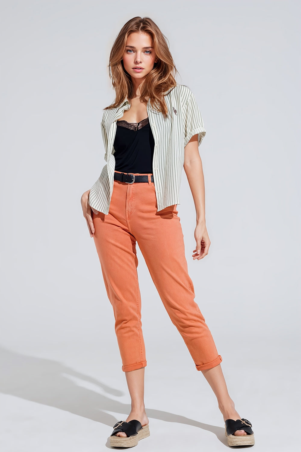 Jeans Basic skinny alla caviglia in arancione