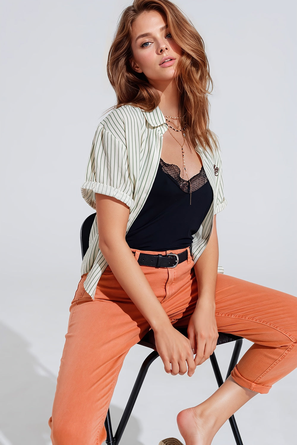 Jeans Basic skinny alla caviglia in arancione