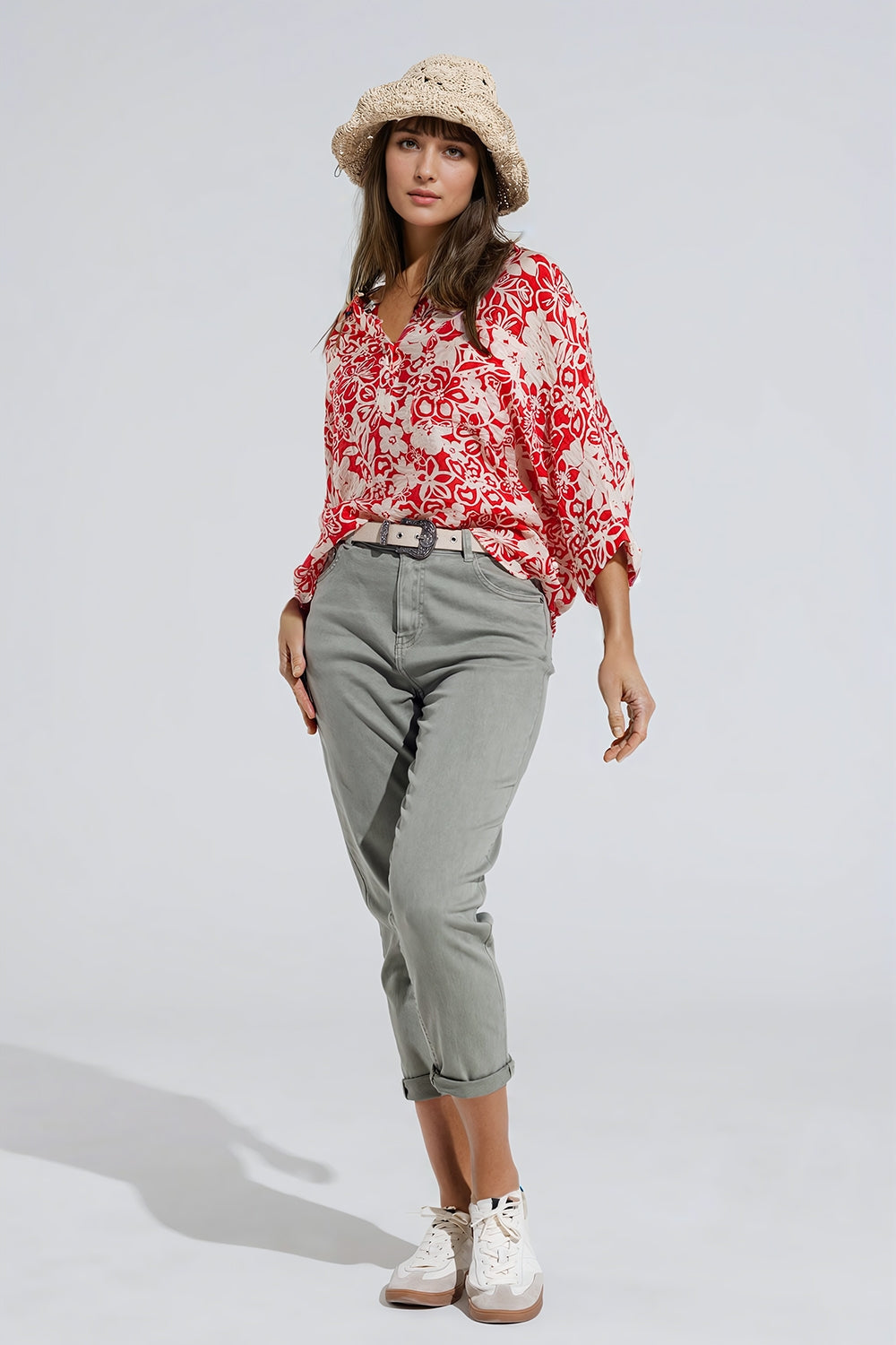 Jeans basic skinny alla caviglia in kakhi