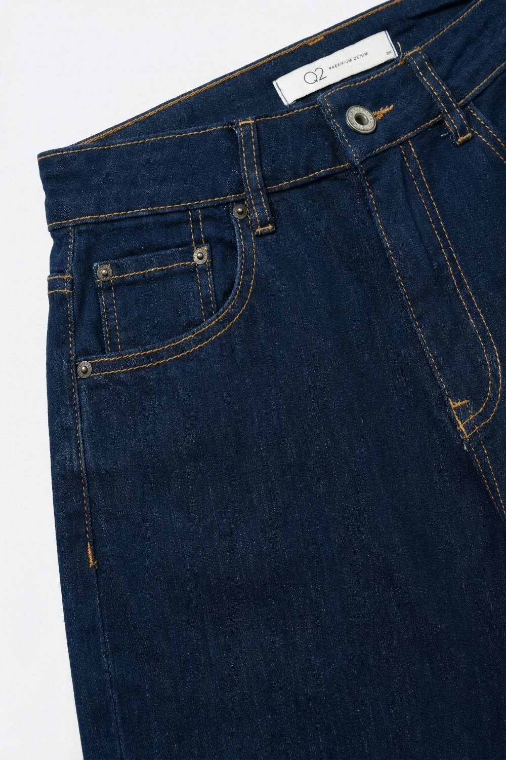 Jeans blu a gamba larga a vita alta