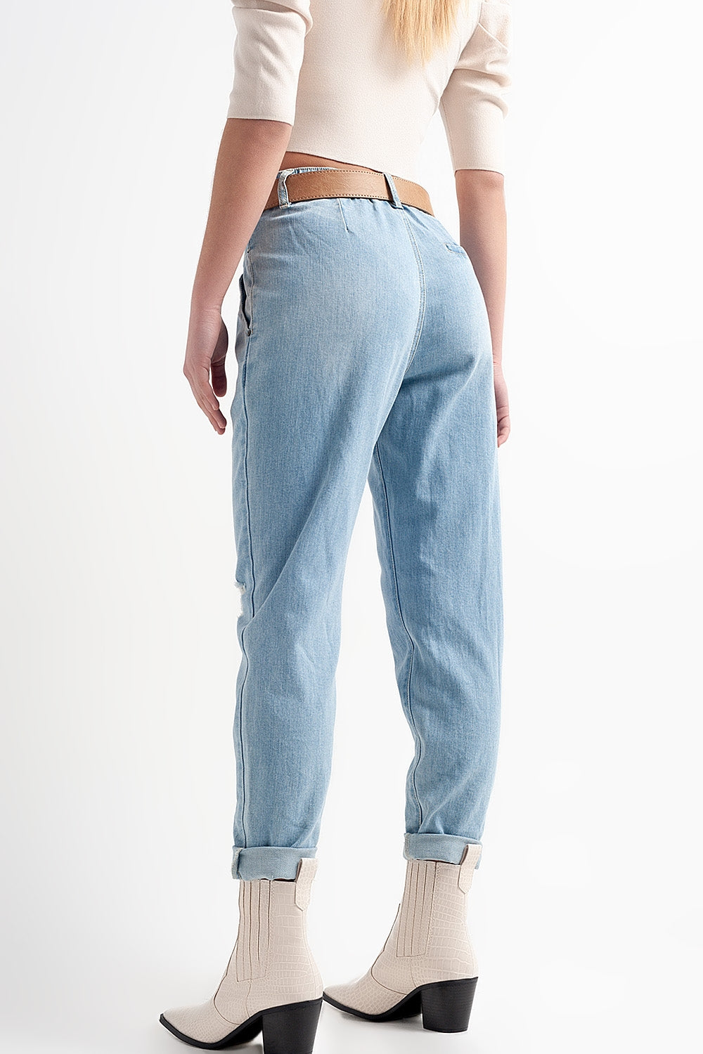 Jeans blu con girovita doppio