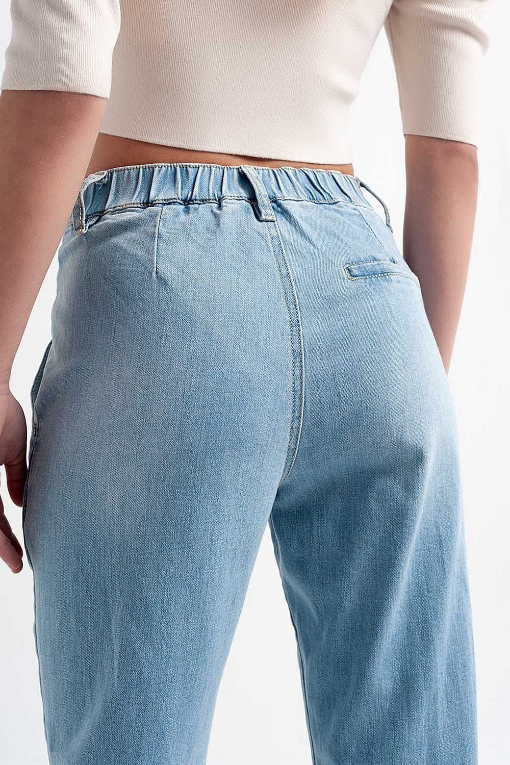 Jeans blu con girovita doppio
