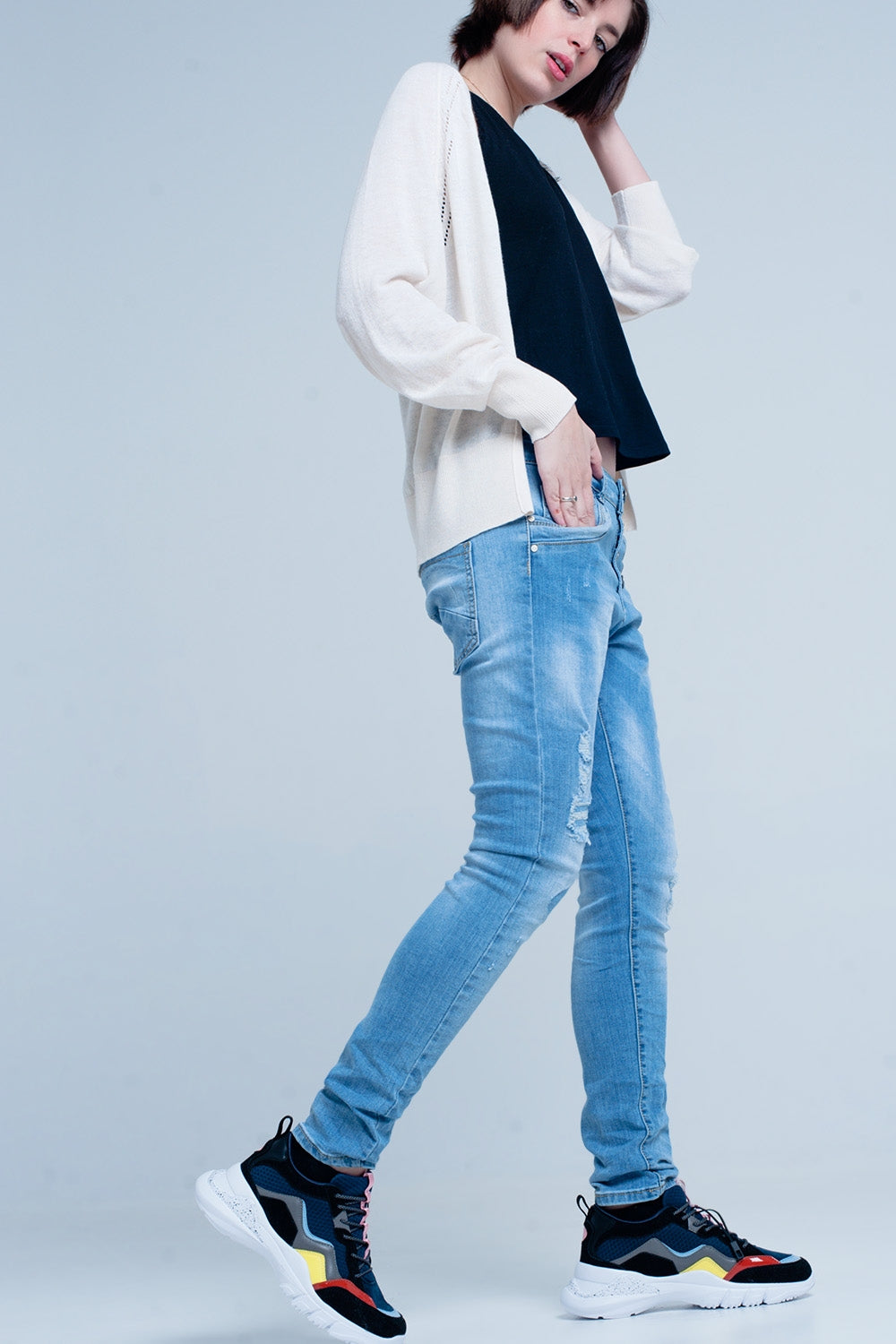 Jeans botfriend barrato con bottoni