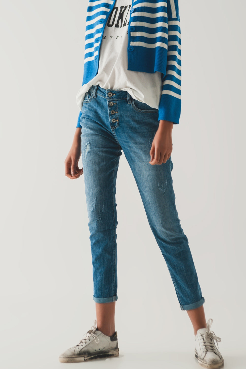 Jeans bottoni a vista