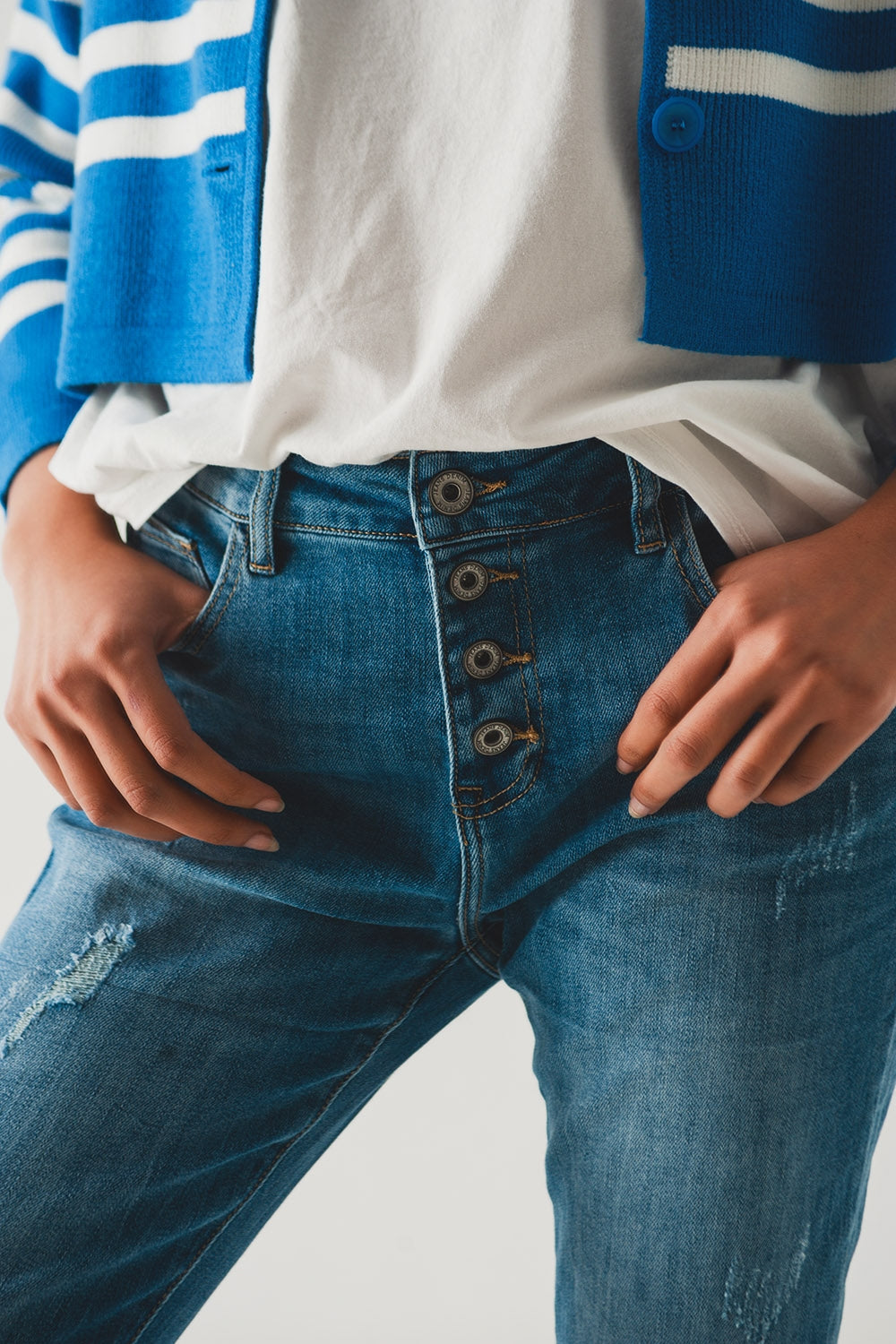 Jeans bottoni a vista