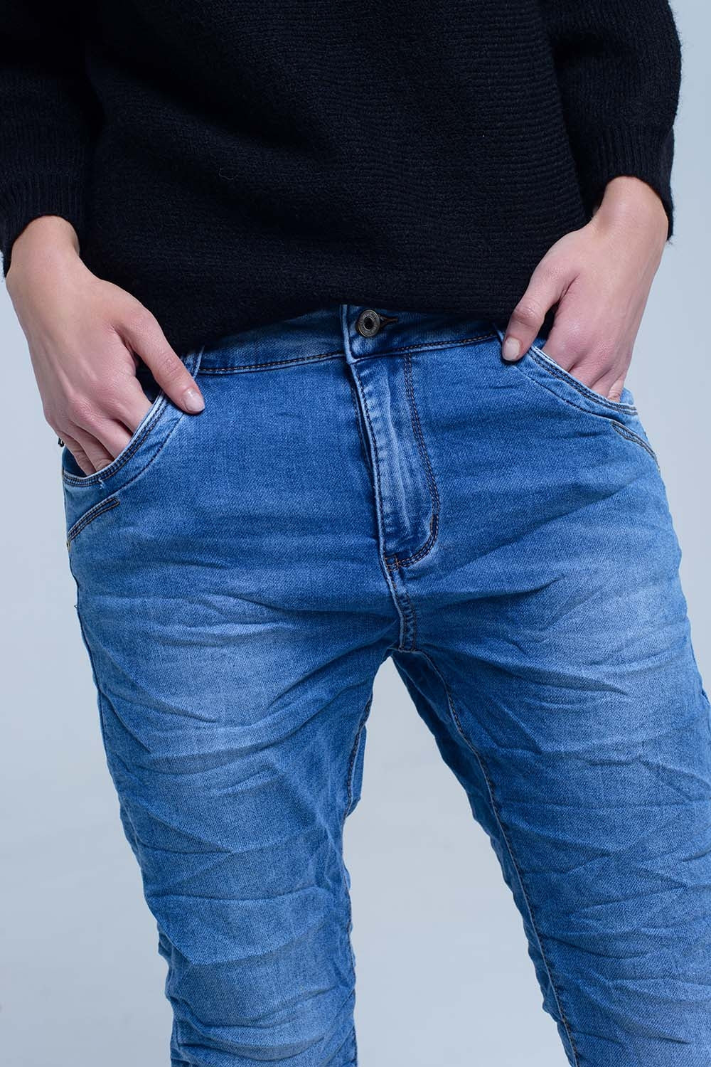 Jeans boyfriend con dettaglio tasca zip