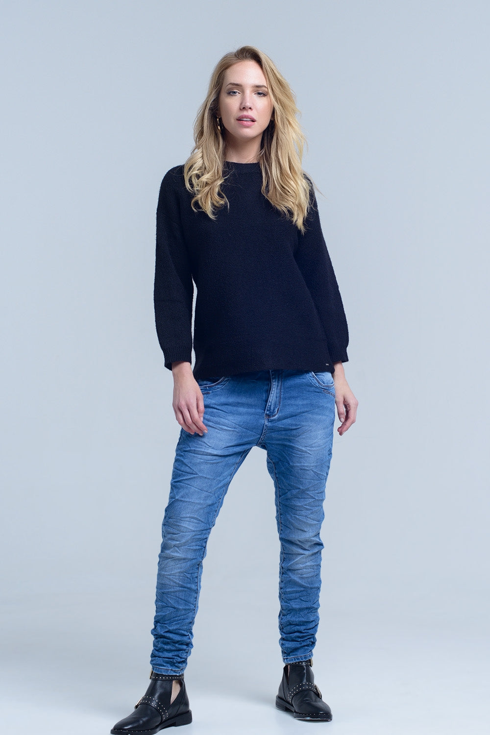 Jeans boyfriend con dettaglio tasca zip