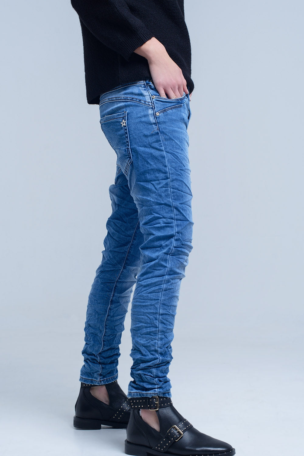 Jeans boyfriend con dettaglio tasca zip