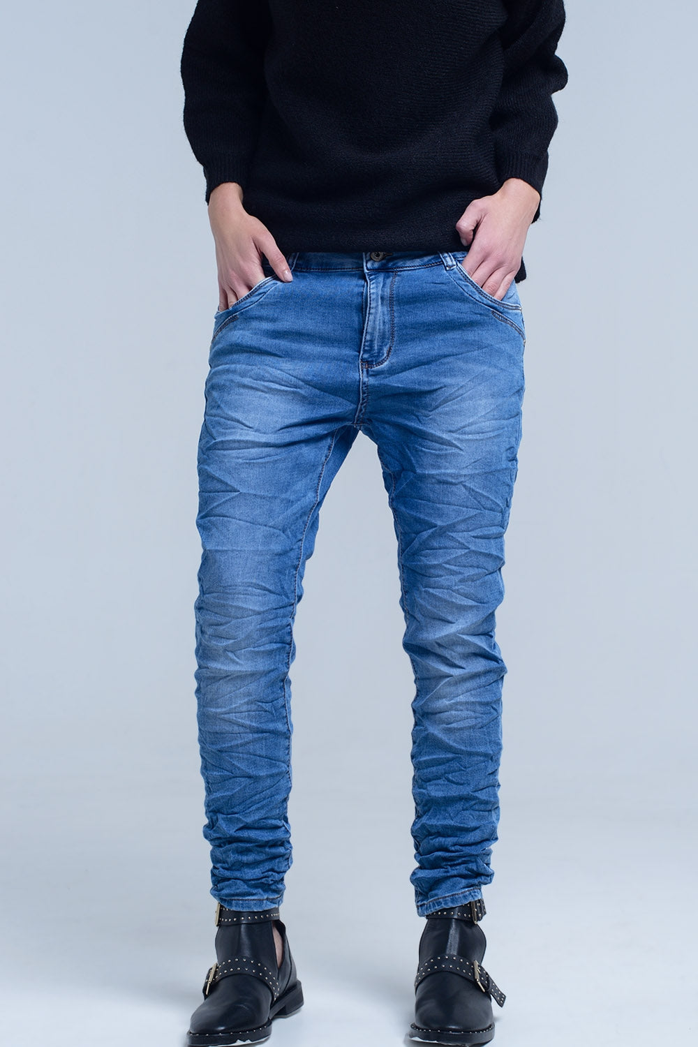 Jeans boyfriend con dettaglio tasca zip