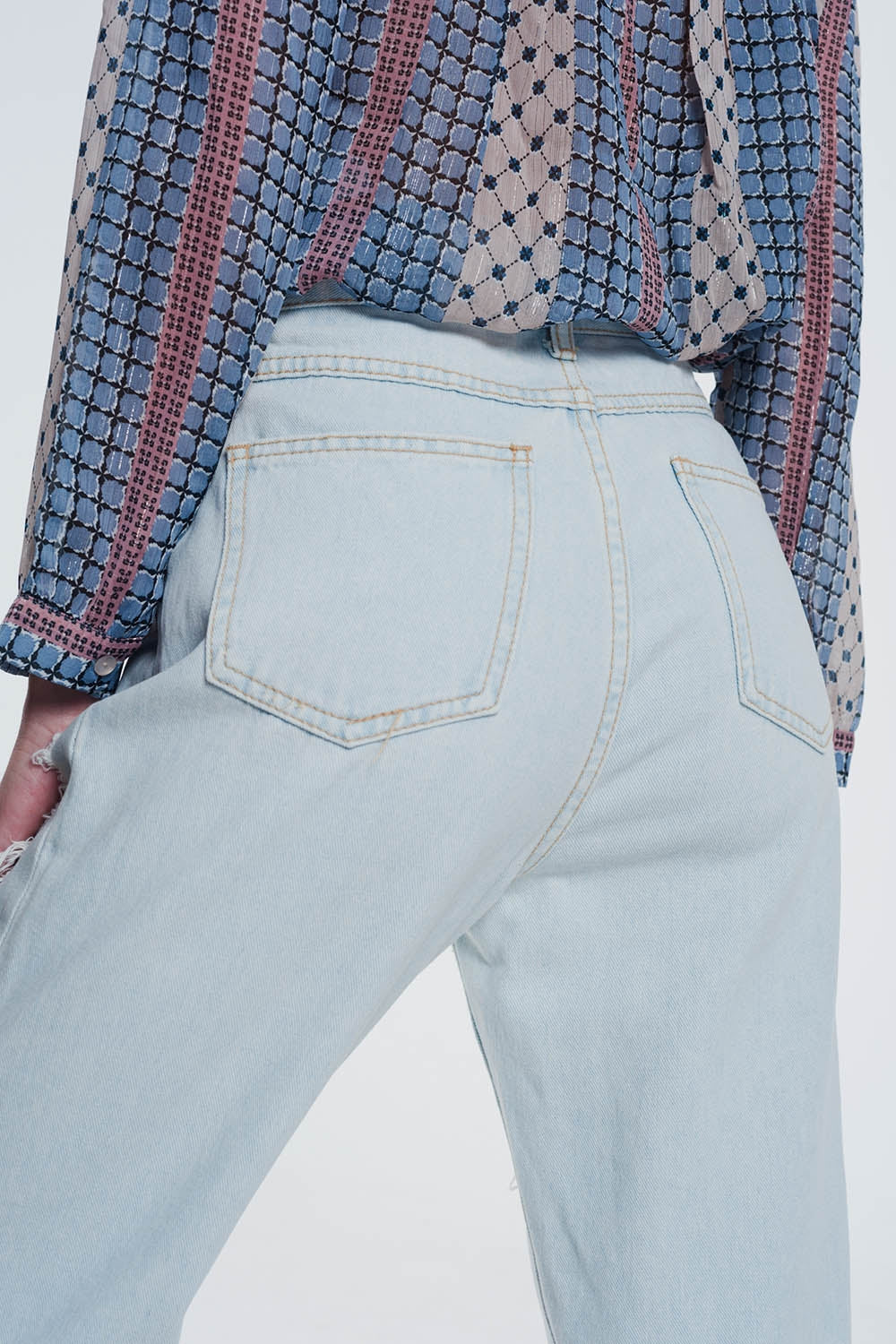 Jeans boyfriend strappati azzurri