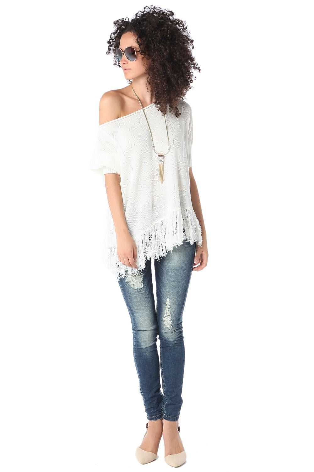 Jeans a sigaretta con dettagli strappati