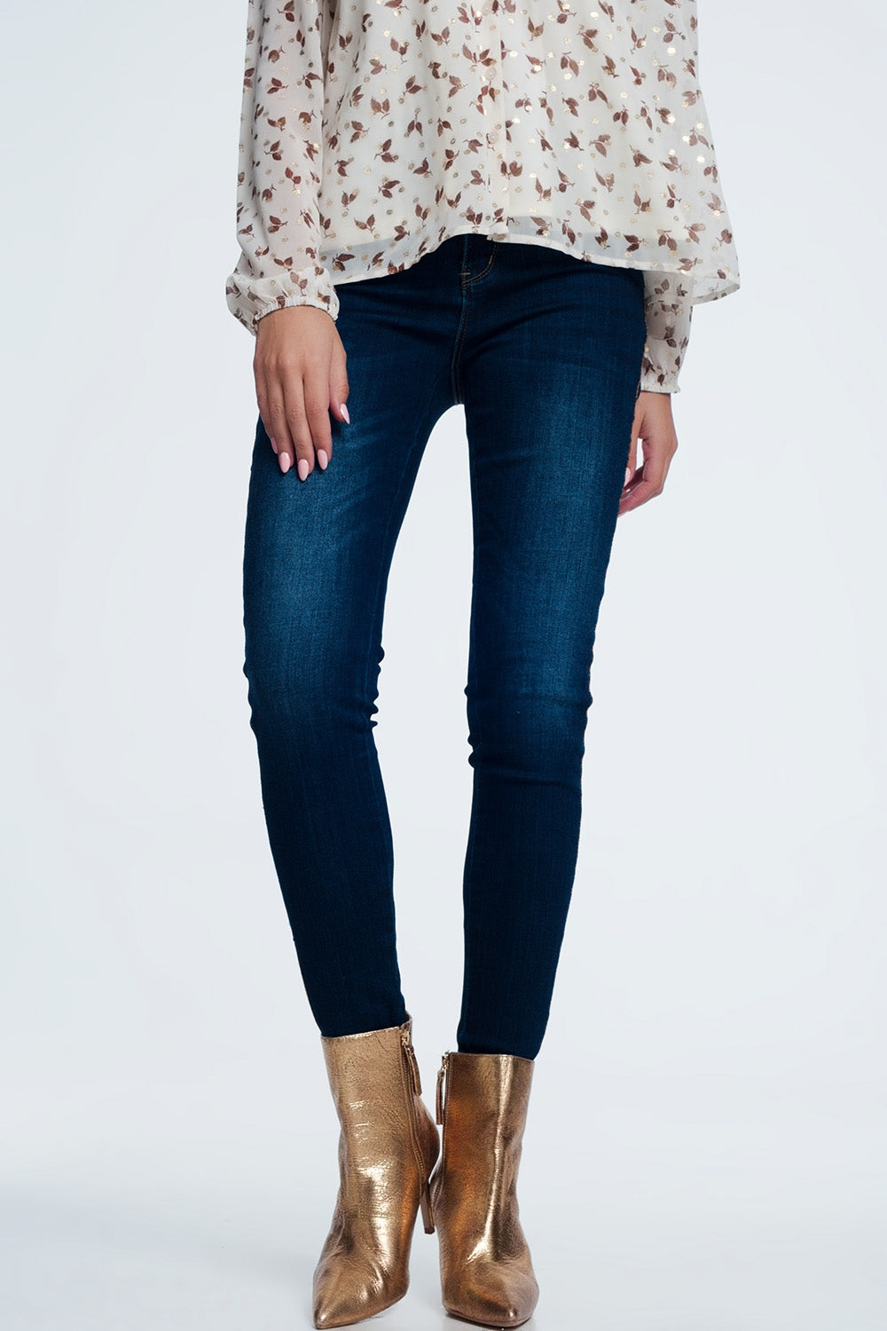 Q2 Jeans con dettagli laterali dorati