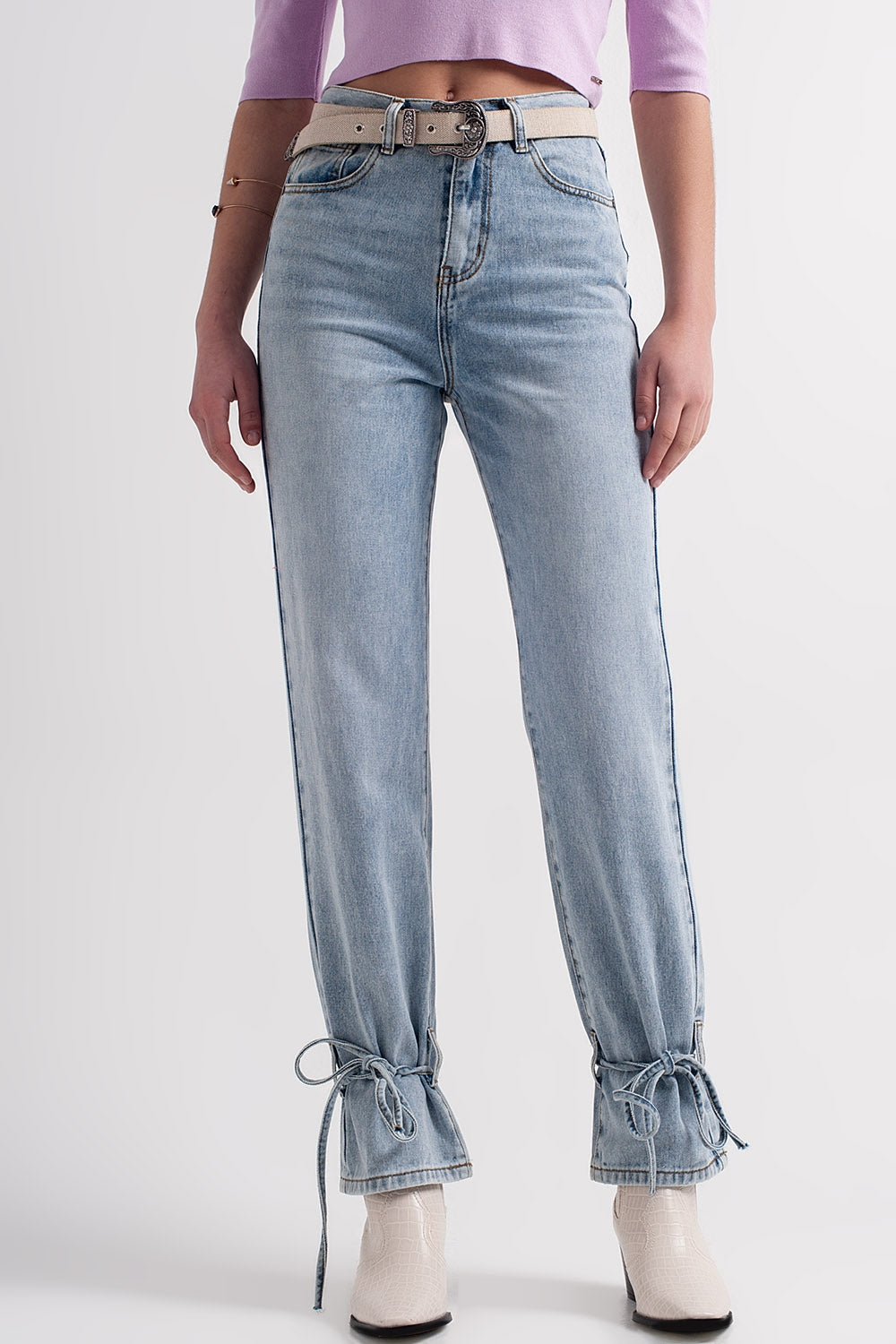Q2 Jeans con legati alla caviglia