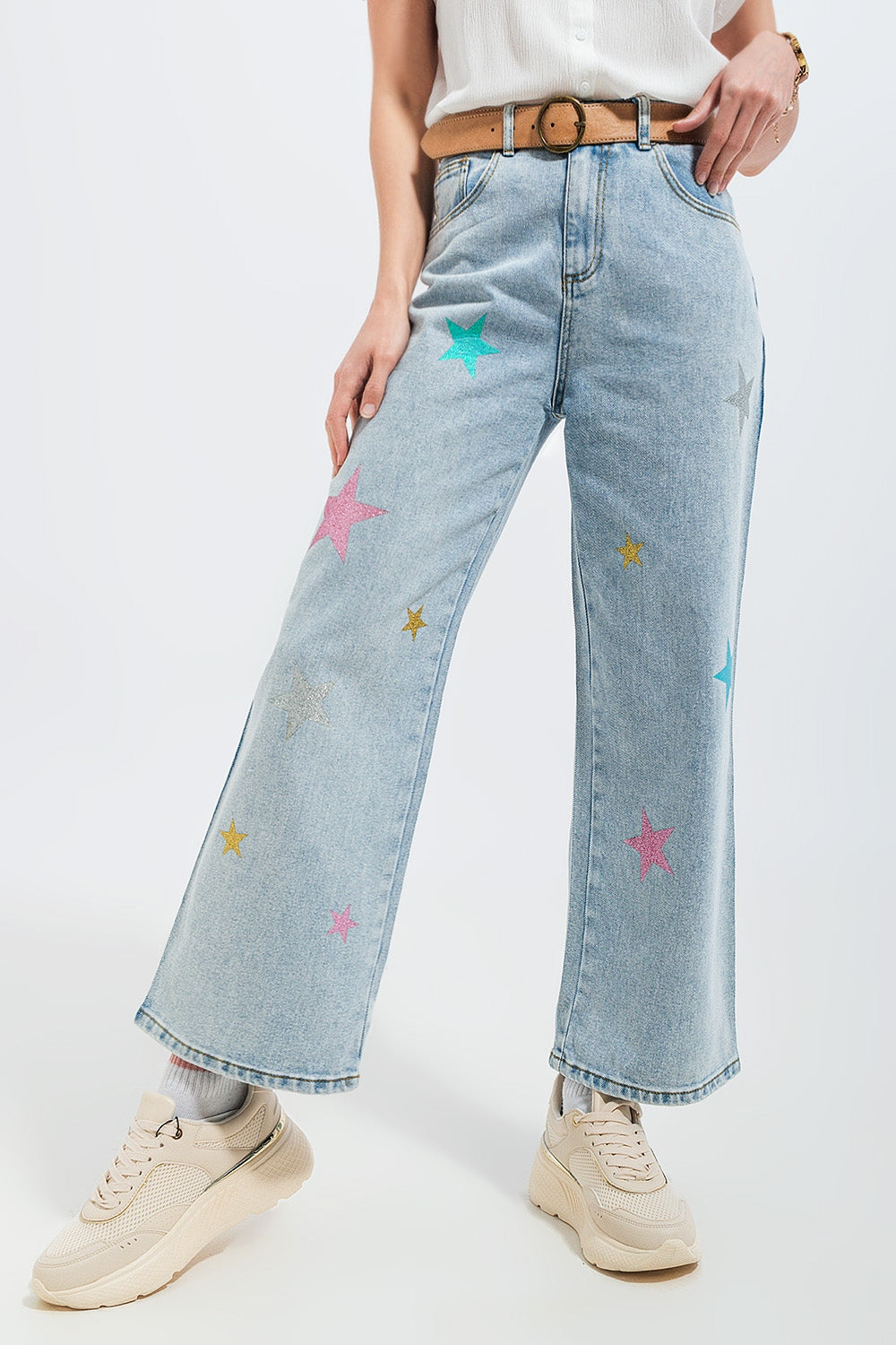 Jeans con stampa di stelle