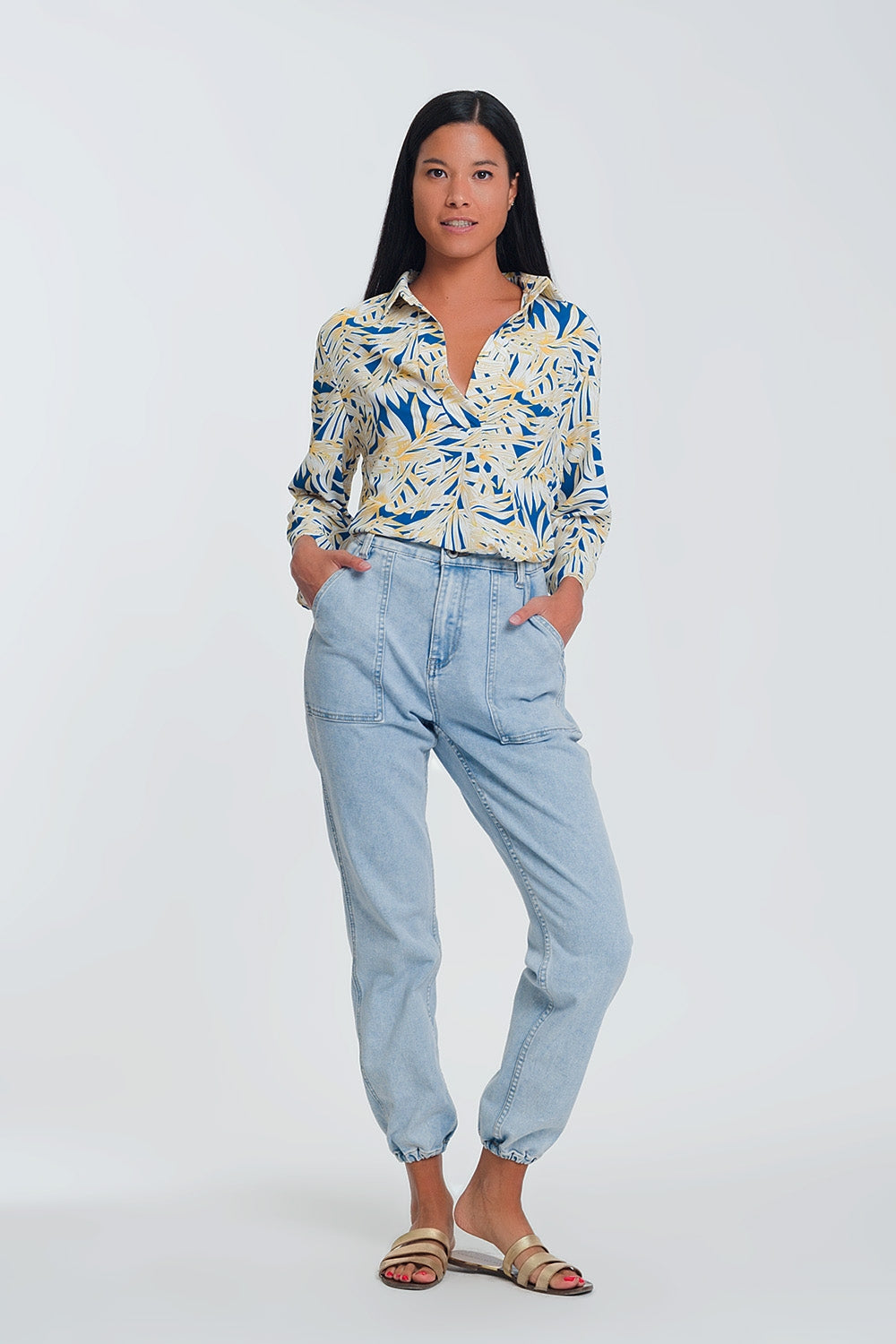 Jeans con tasche ovoidali azzurri