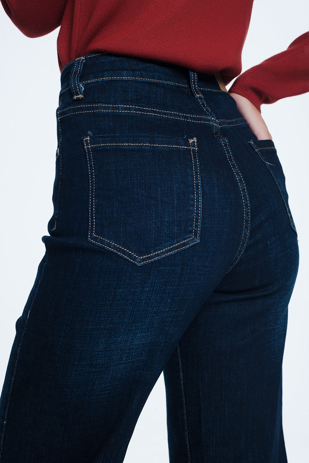 Jeans cropped a vita alta con fondo ampio