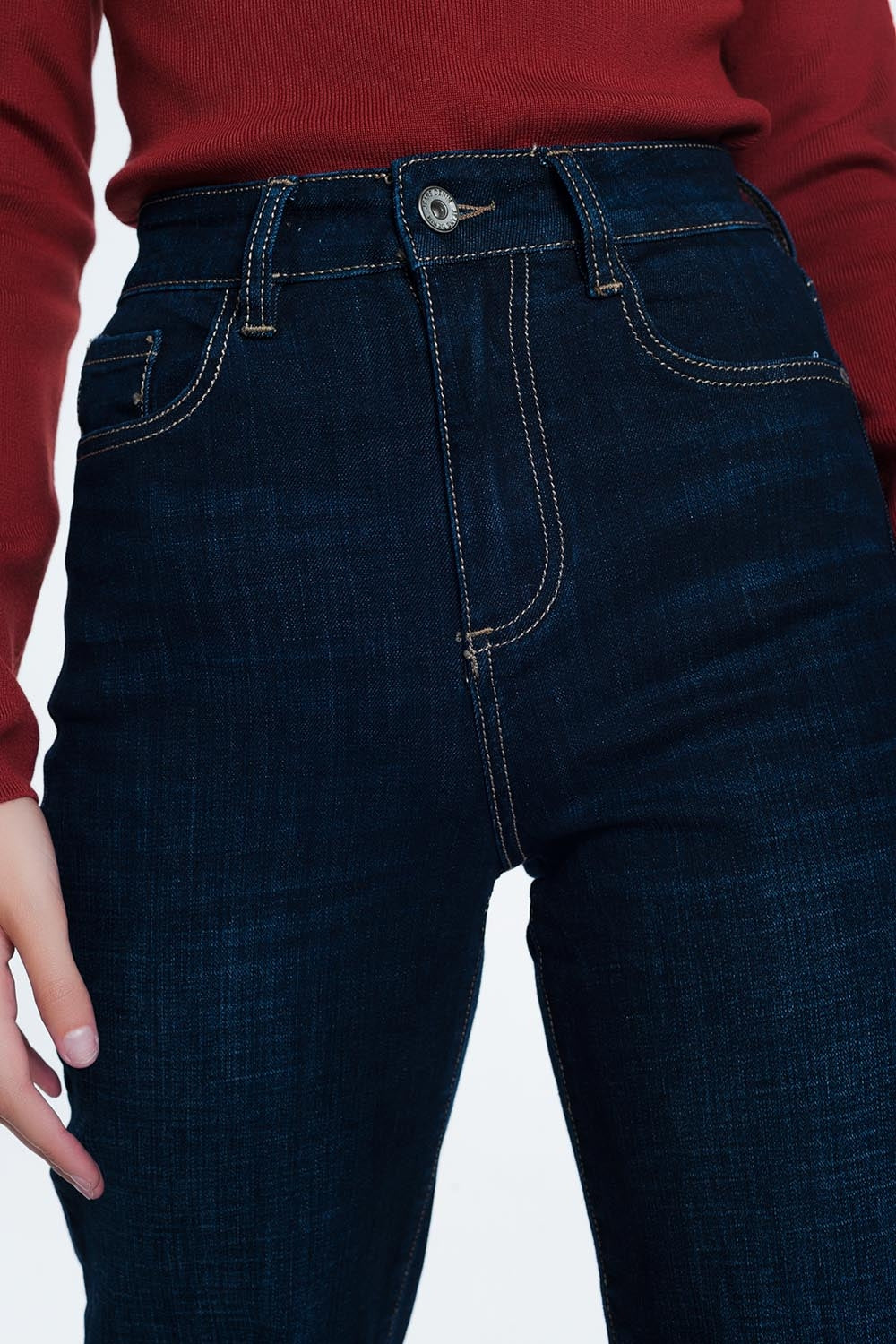 Jeans cropped a vita alta con fondo ampio