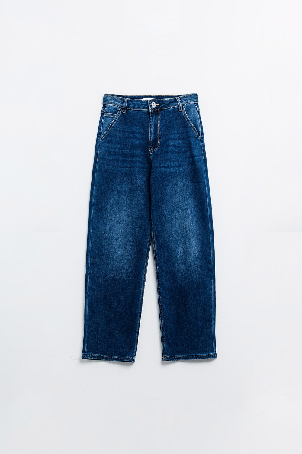 Jeans dal taglio dritto con tasche laterali in blu medio