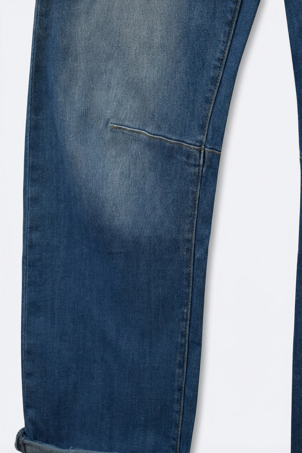 Jeans Denim a Gamba Dritta con Risvolti
