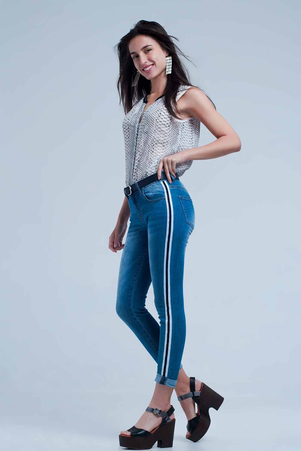 Jeans denim con riga laterale