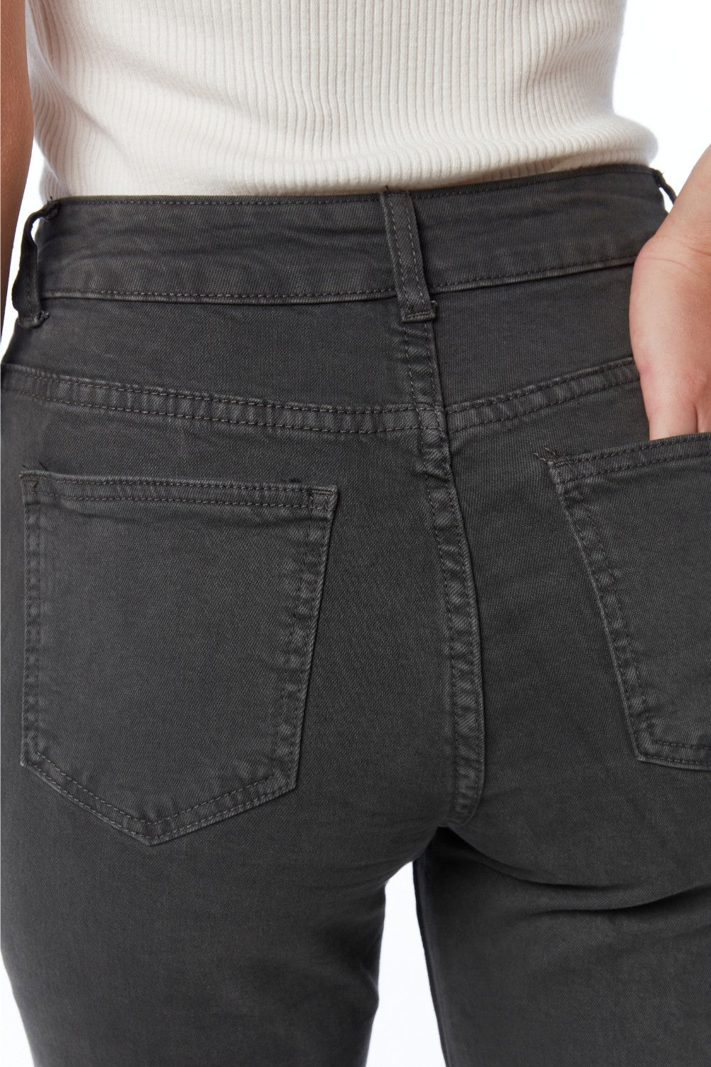 Jeans dritti con bottoni dorati sul lato in grigio scuro