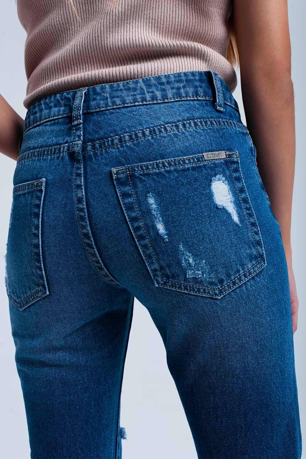 Jeans dritti effetto consumato