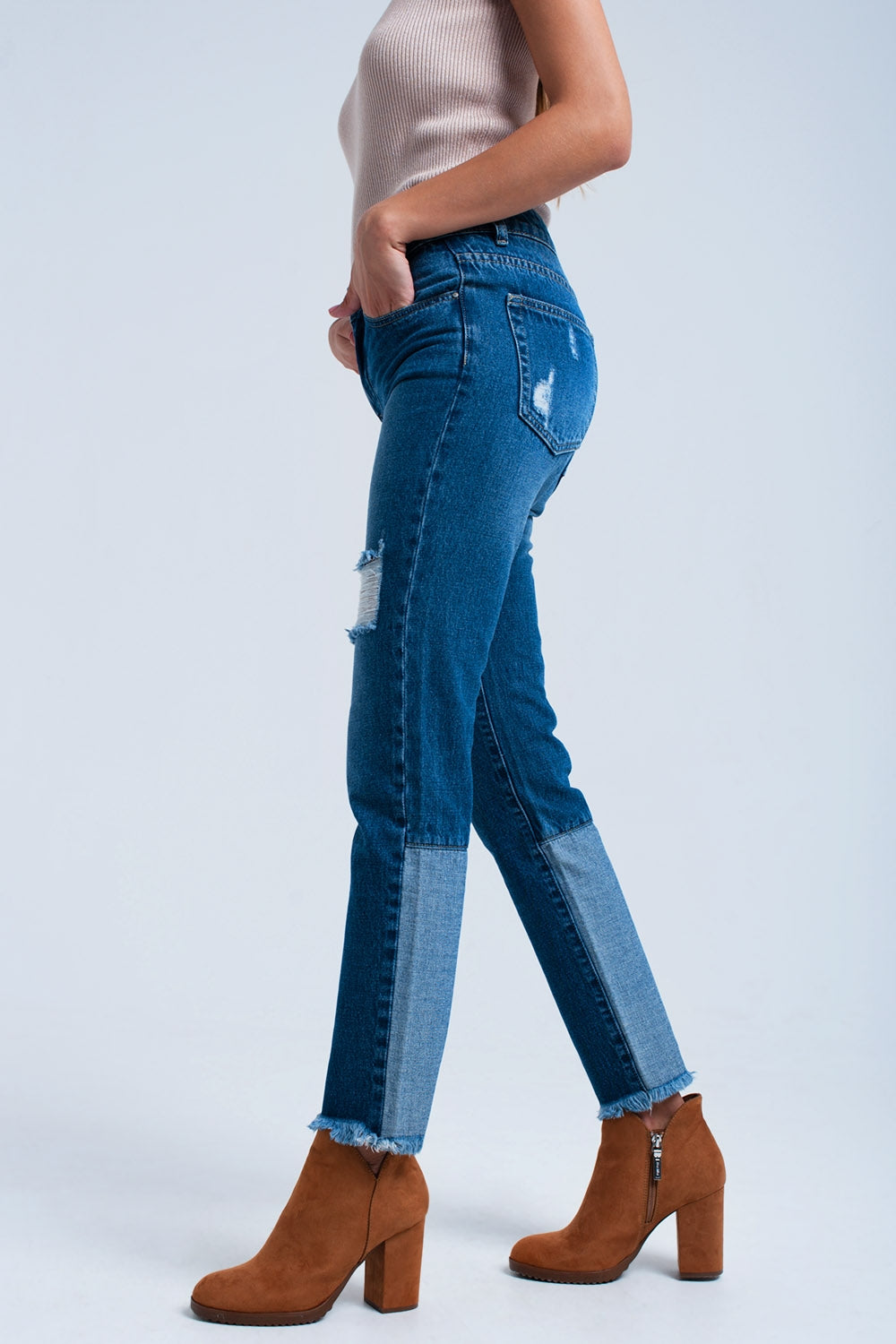 Jeans dritti effetto consumato