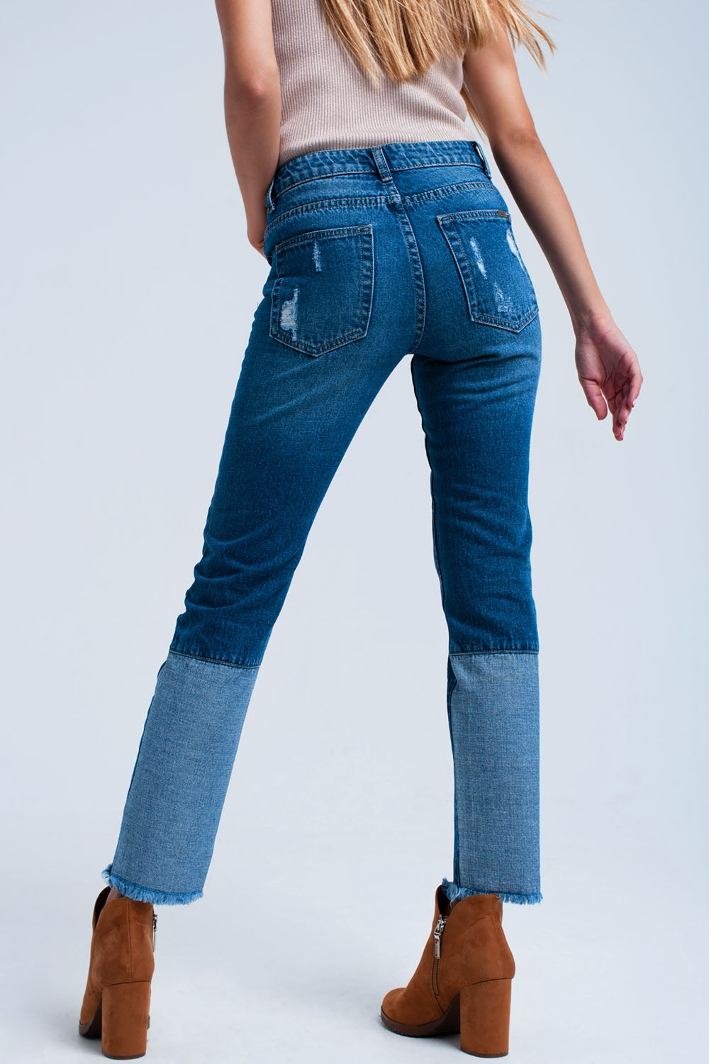 Jeans dritti effetto consumato