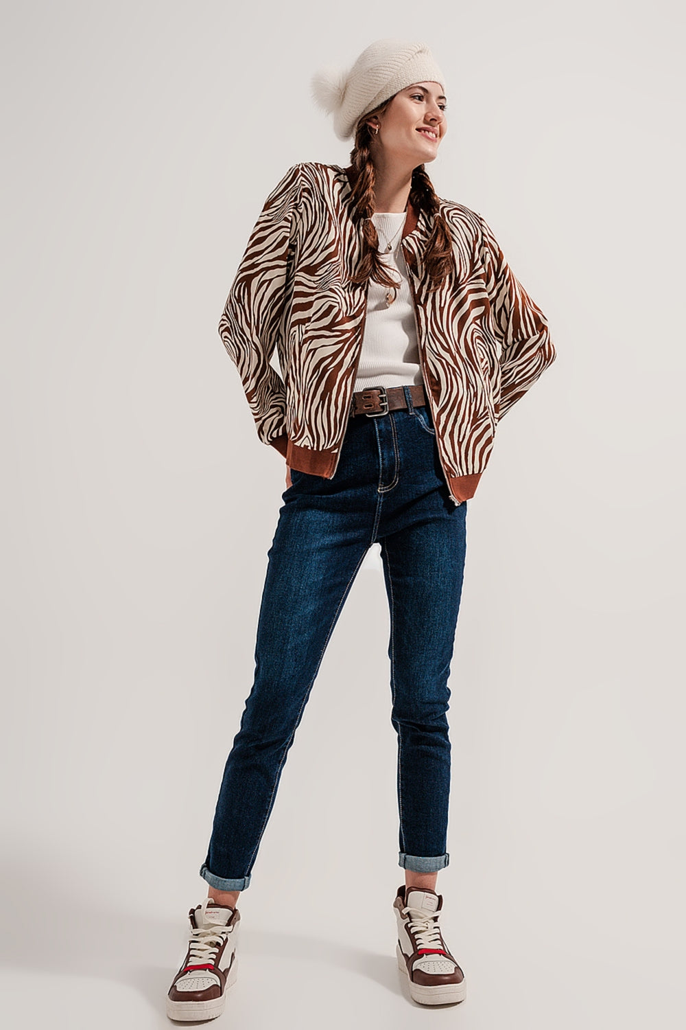 Jeans dritti in misto cotone blu medio