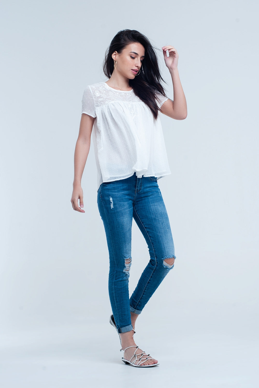 Jeans elasticizzati skinny con strappi