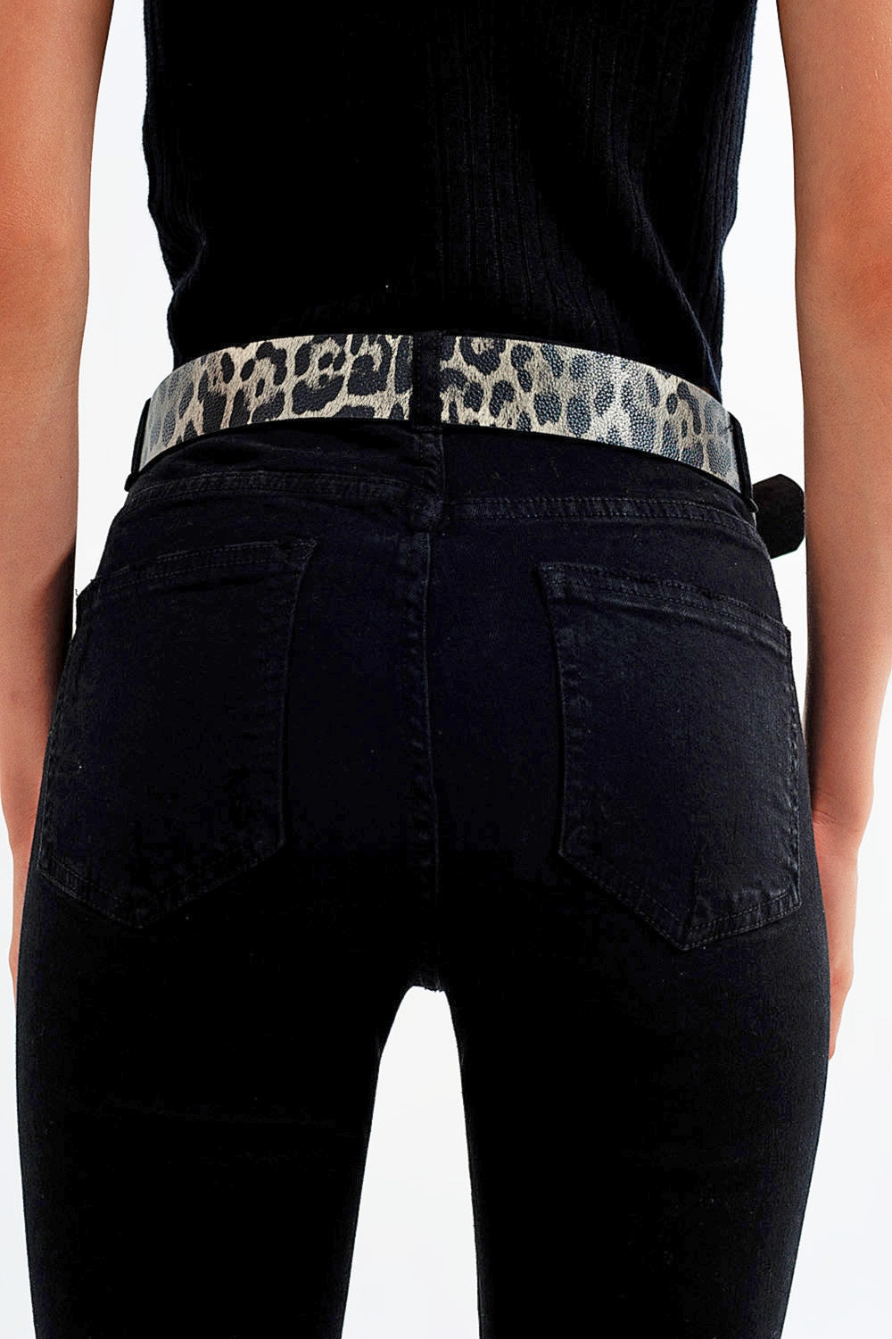 Jeans elasticizzati skinny nero con fondo frastagliato