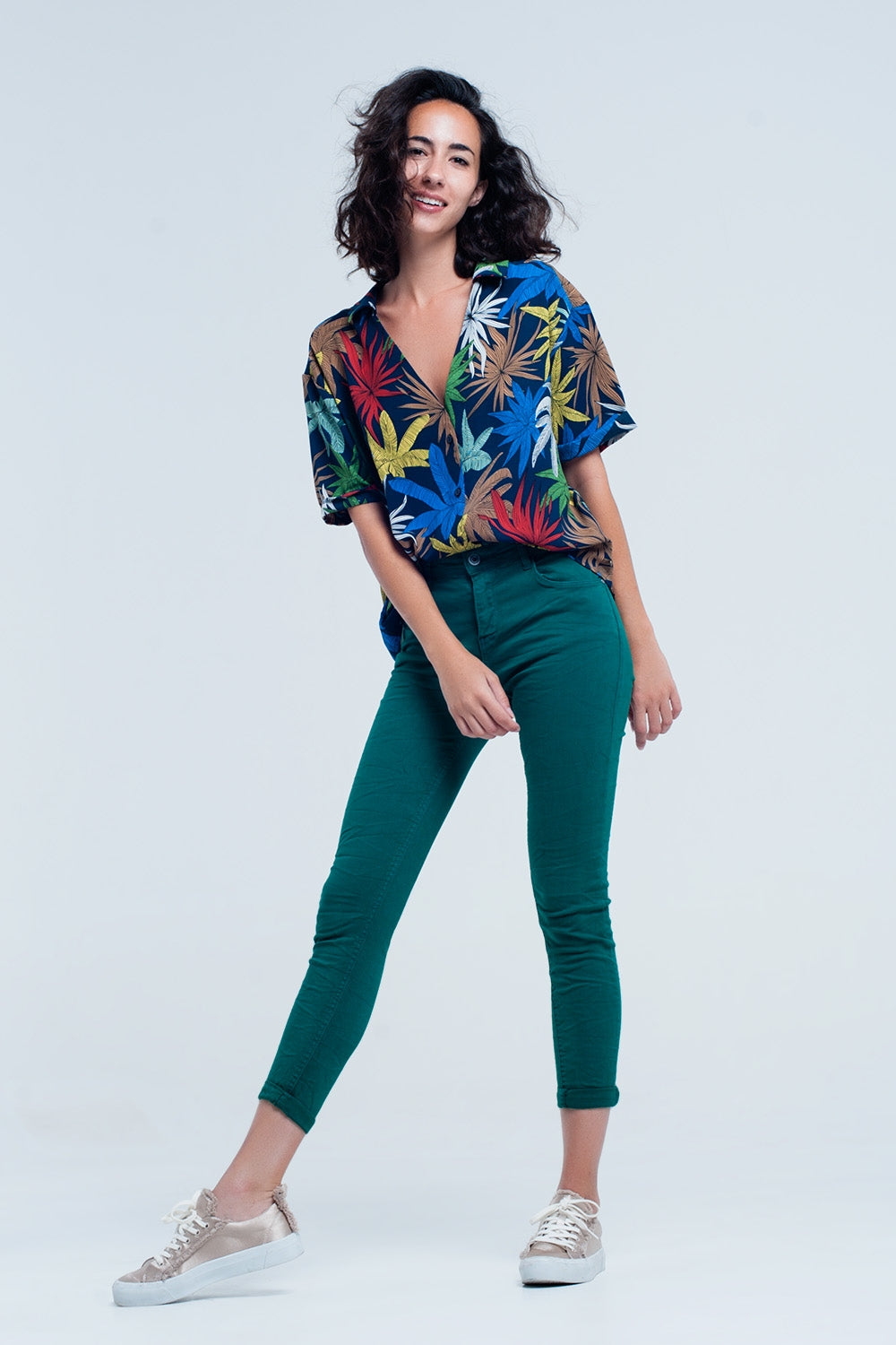 Jeans elasticizzati verdi skinny