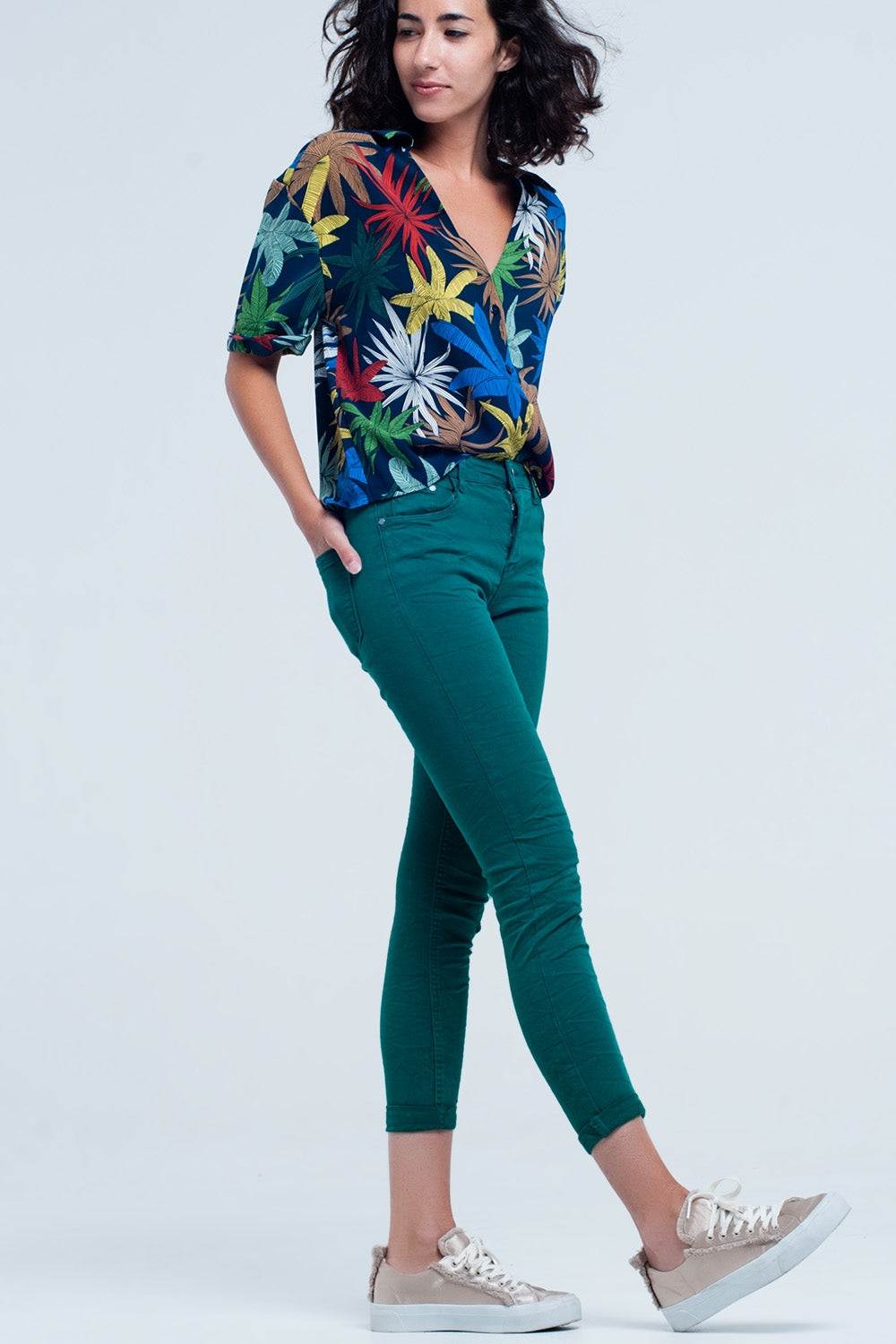 Jeans elasticizzati verdi skinny