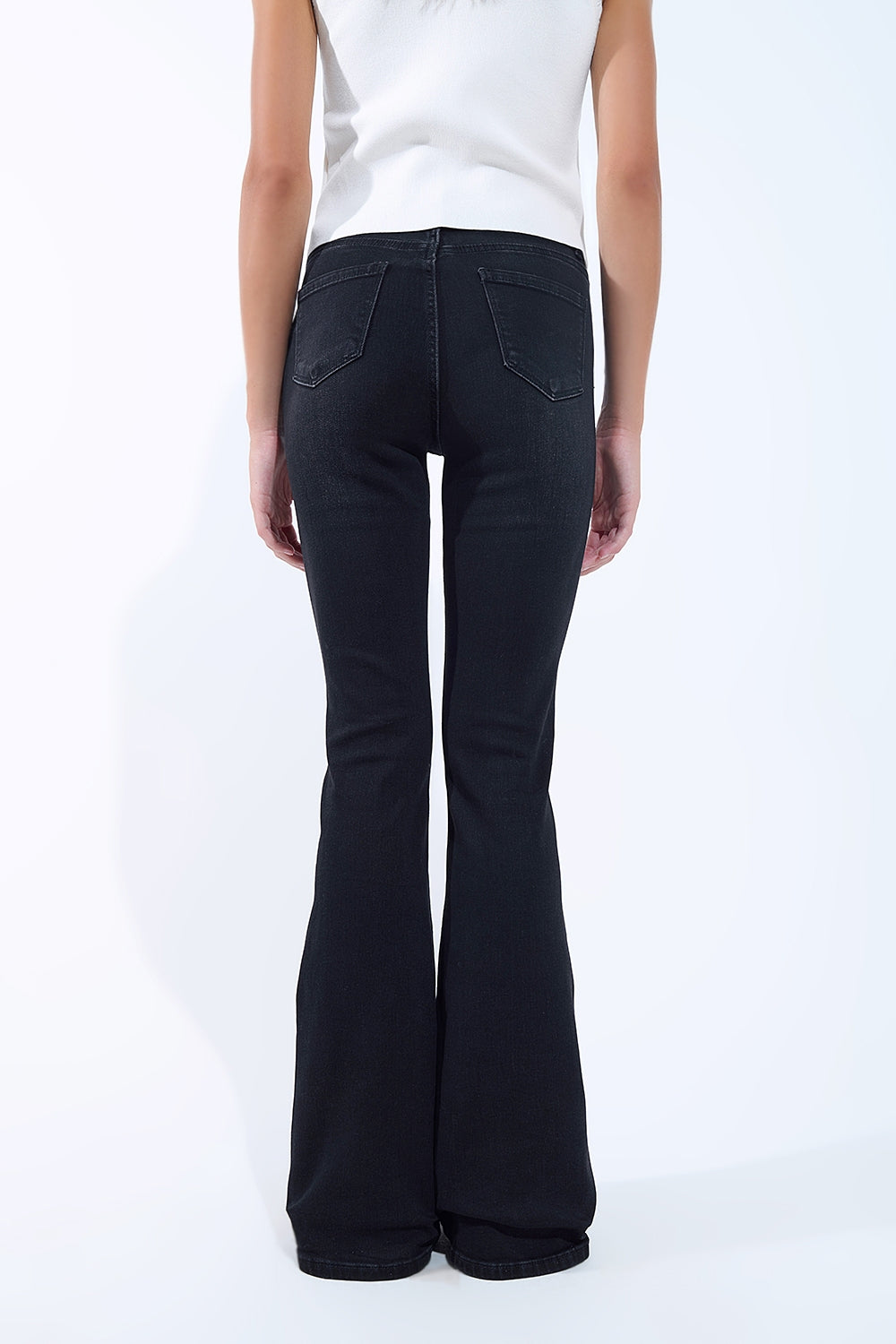 Jeans flare a vita alta in nero