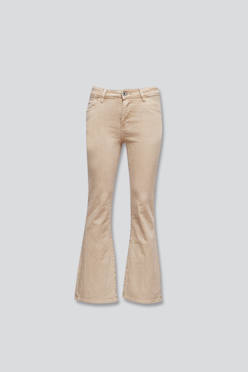 jeans flare a vita alta in sabbia