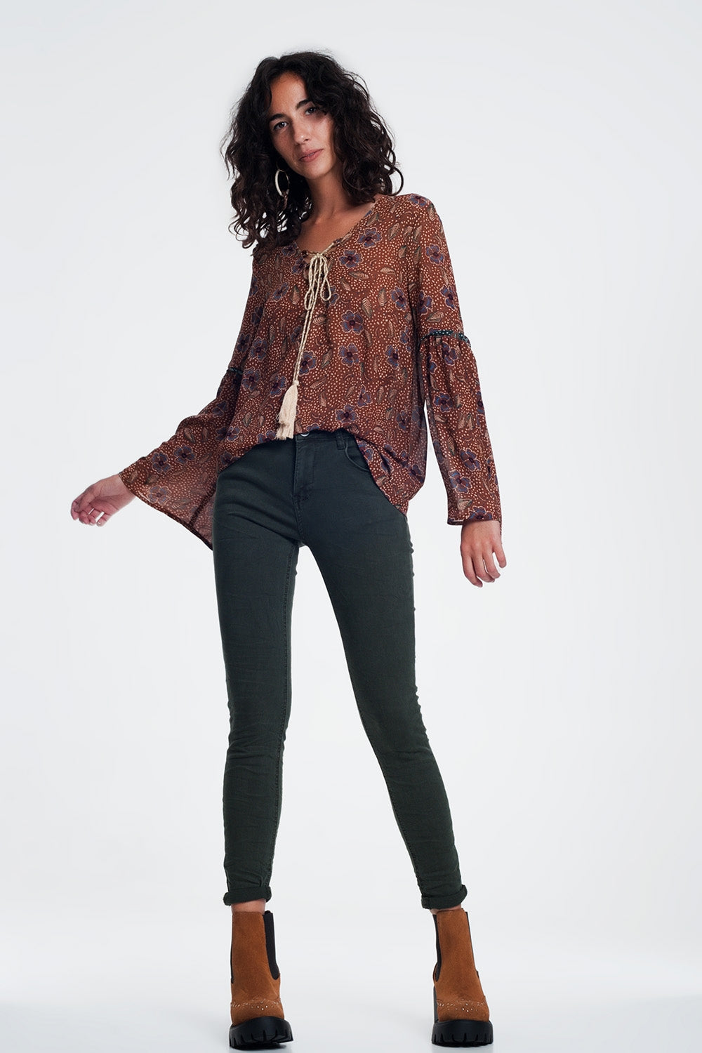 Jeans Khaki a vita alta