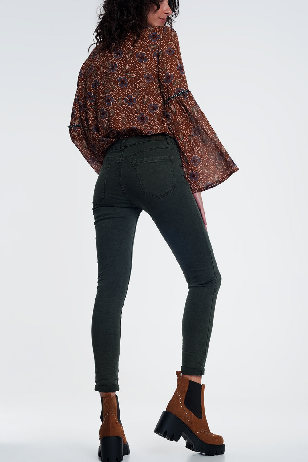 Jeans Khaki a vita alta