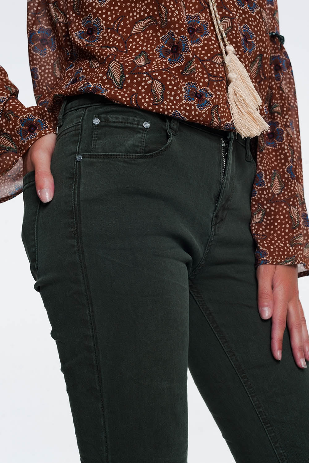 Jeans Khaki a vita alta