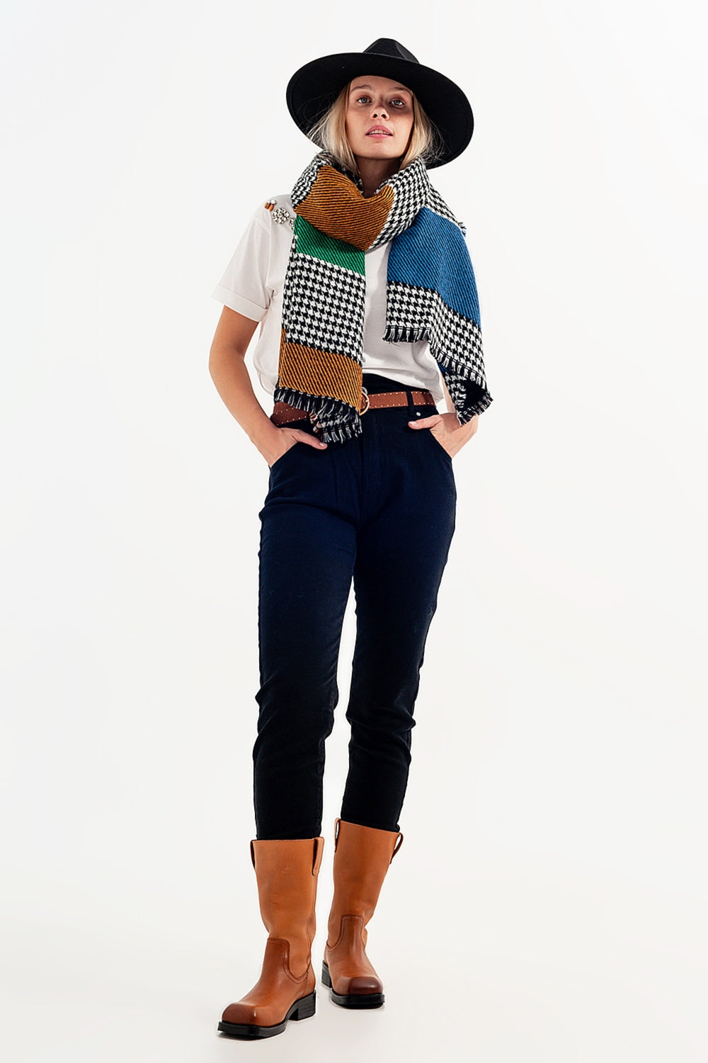 Jeans neri vita stretch con arriccio paperbag fit