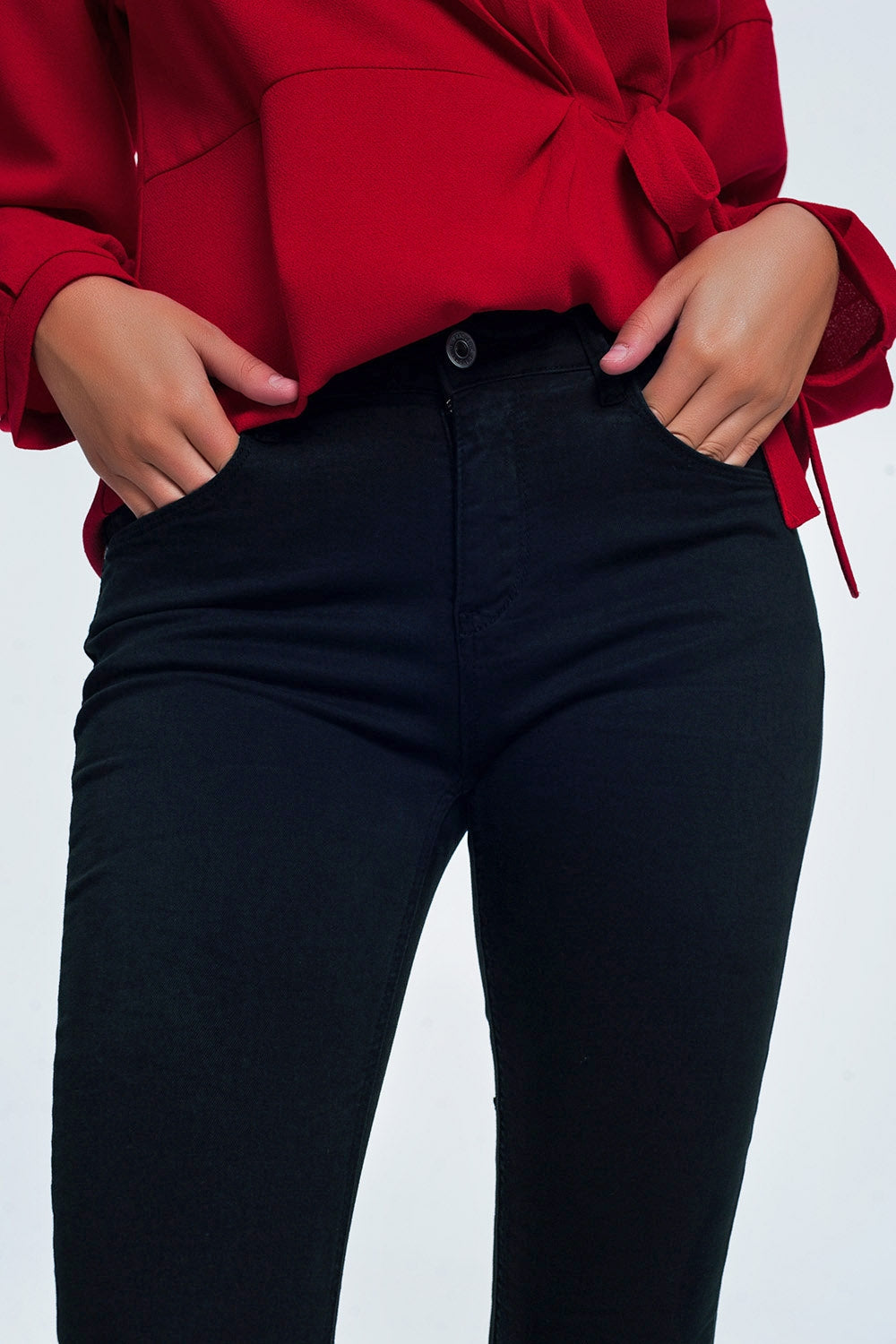 Jeans nero vita alta