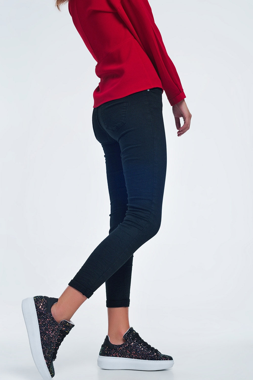 Jeans nero vita alta