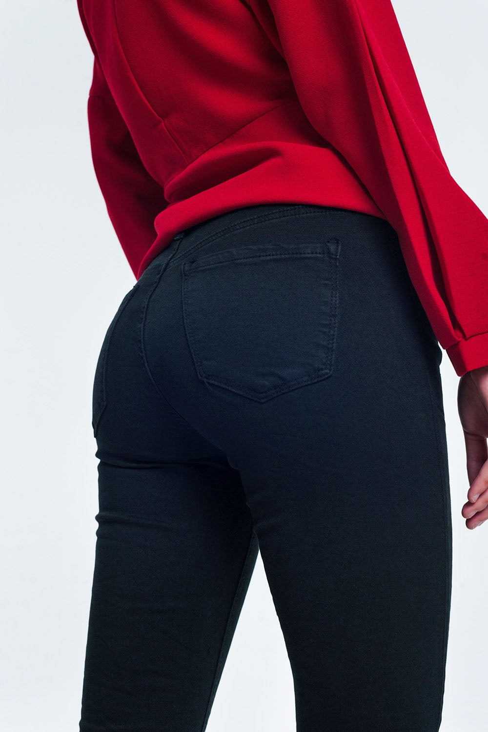 Jeans nero vita alta