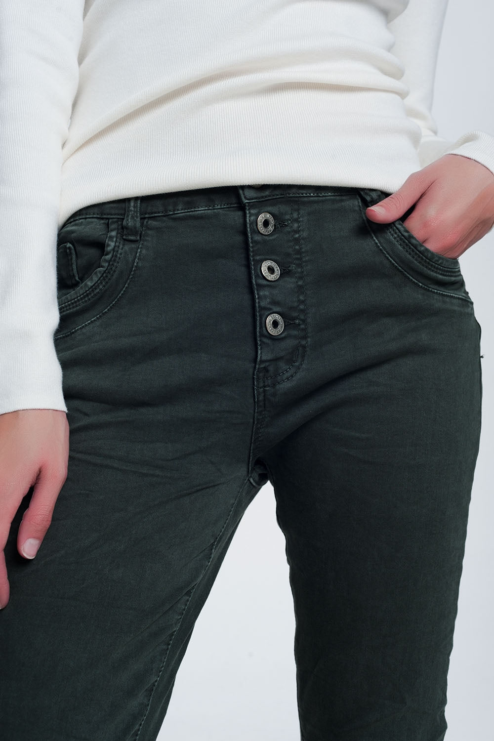 Jeans relaxed a 4 bottoni kaki