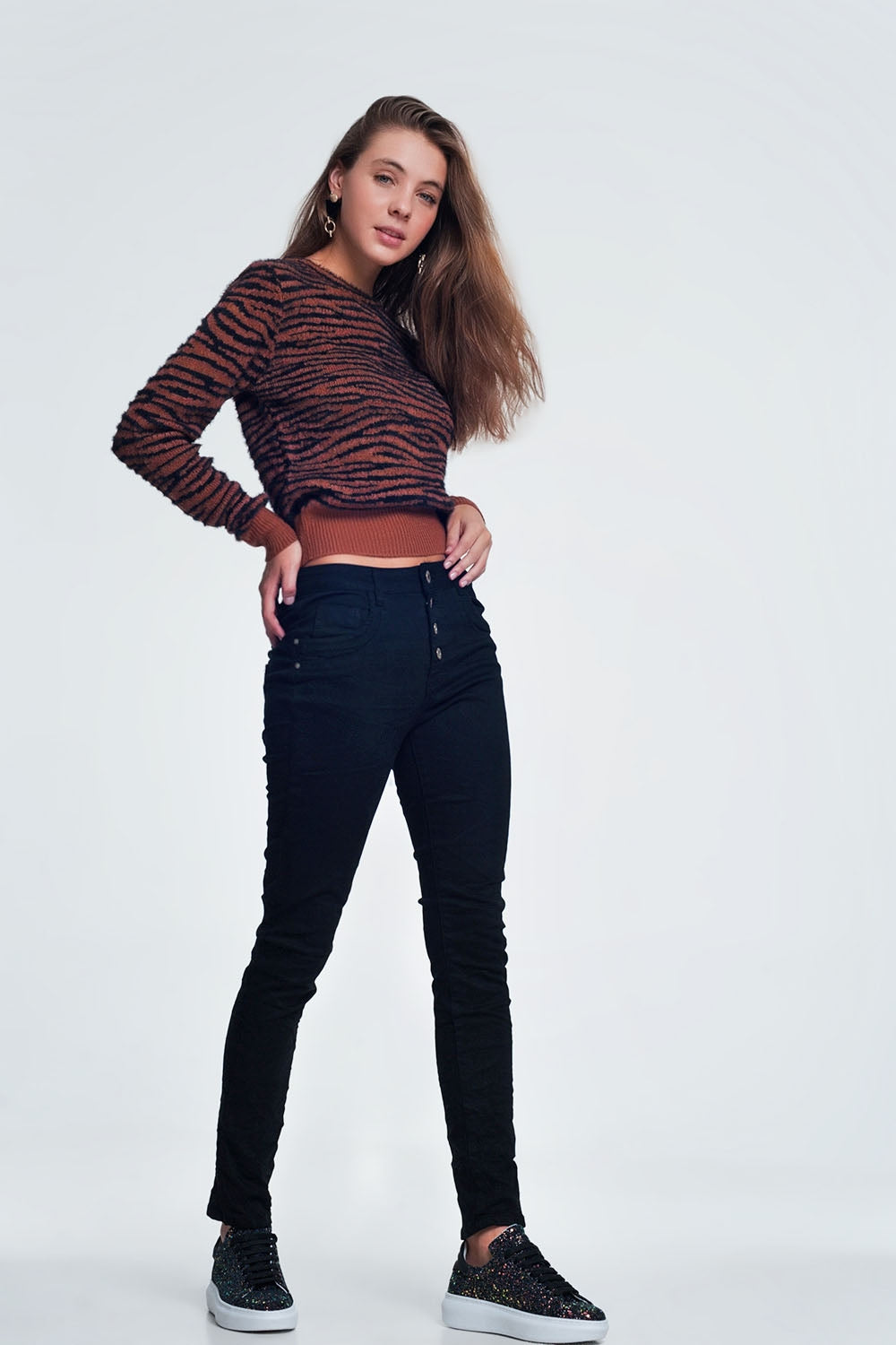 Jeans relaxed a 4 bottoni neri