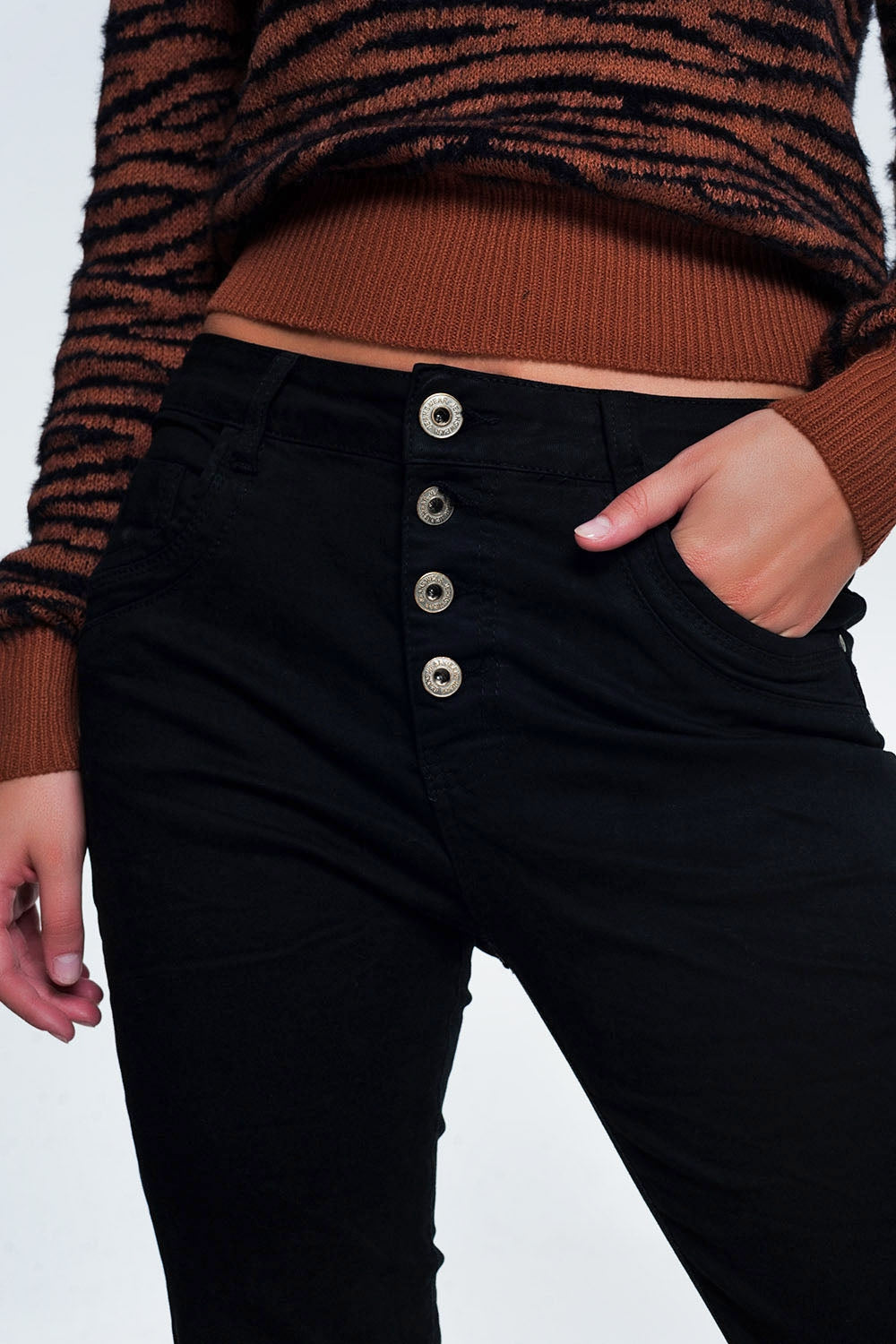 Jeans relaxed a 4 bottoni neri