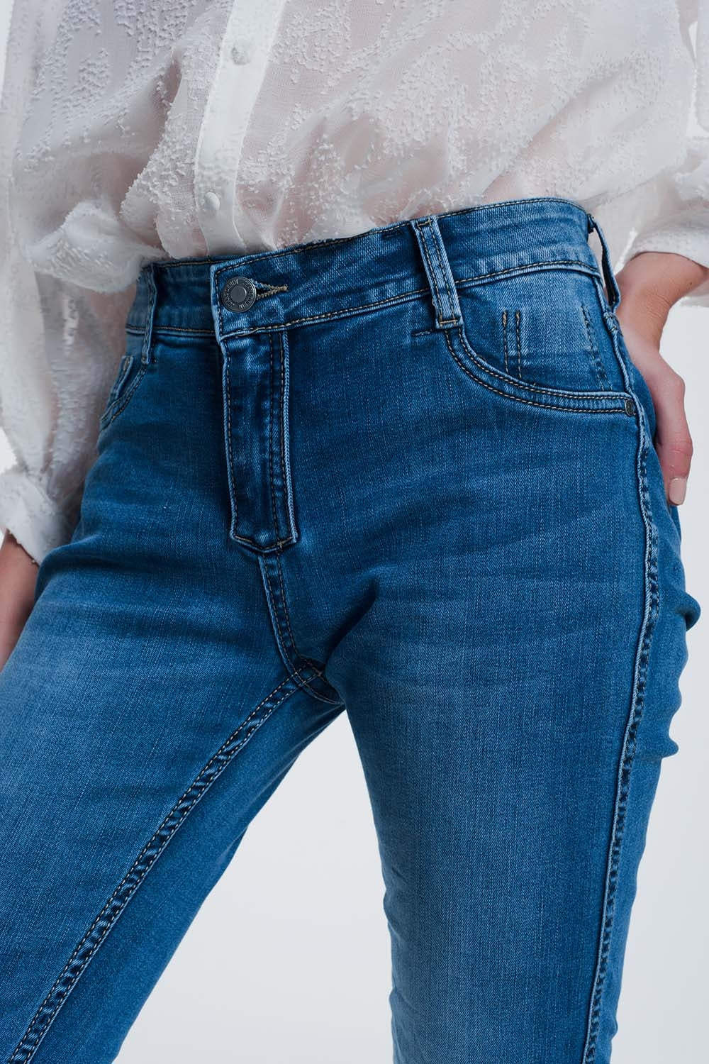 jeans reversibile in denim stropicciato