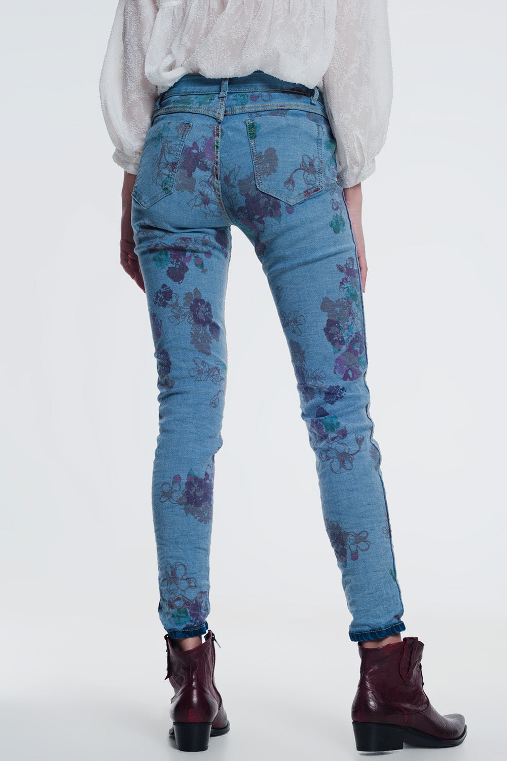 jeans reversibile in denim stropicciato