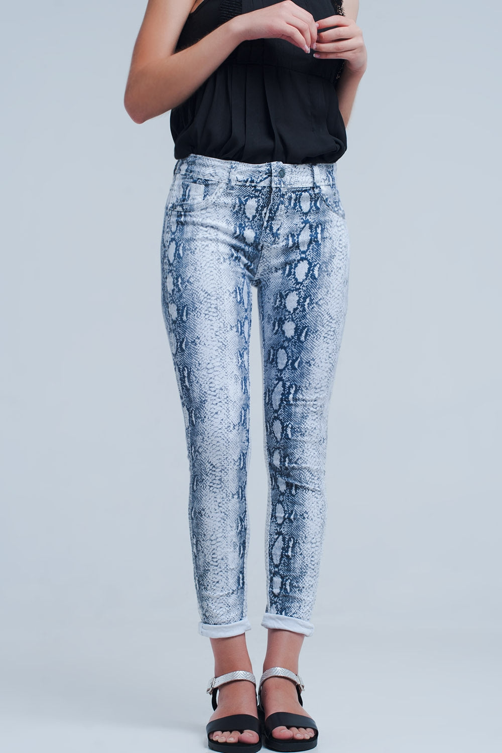 Q2 Jeans reversibili in bianco